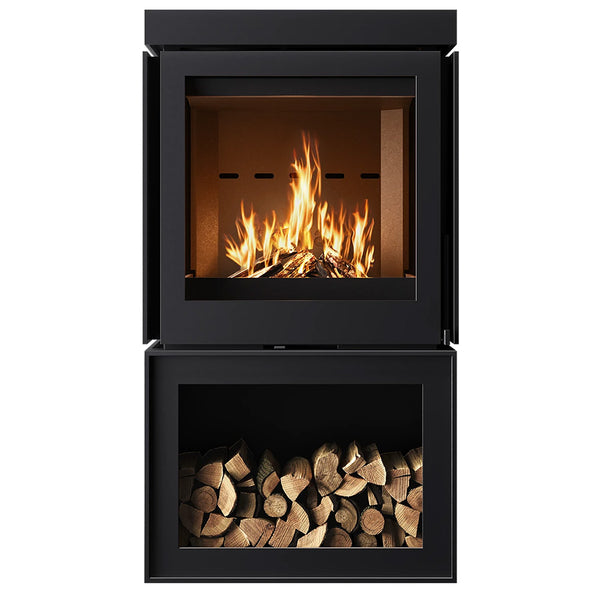 Barbas Box Panorama 65 Freestanding Wood Burner with a Log Store