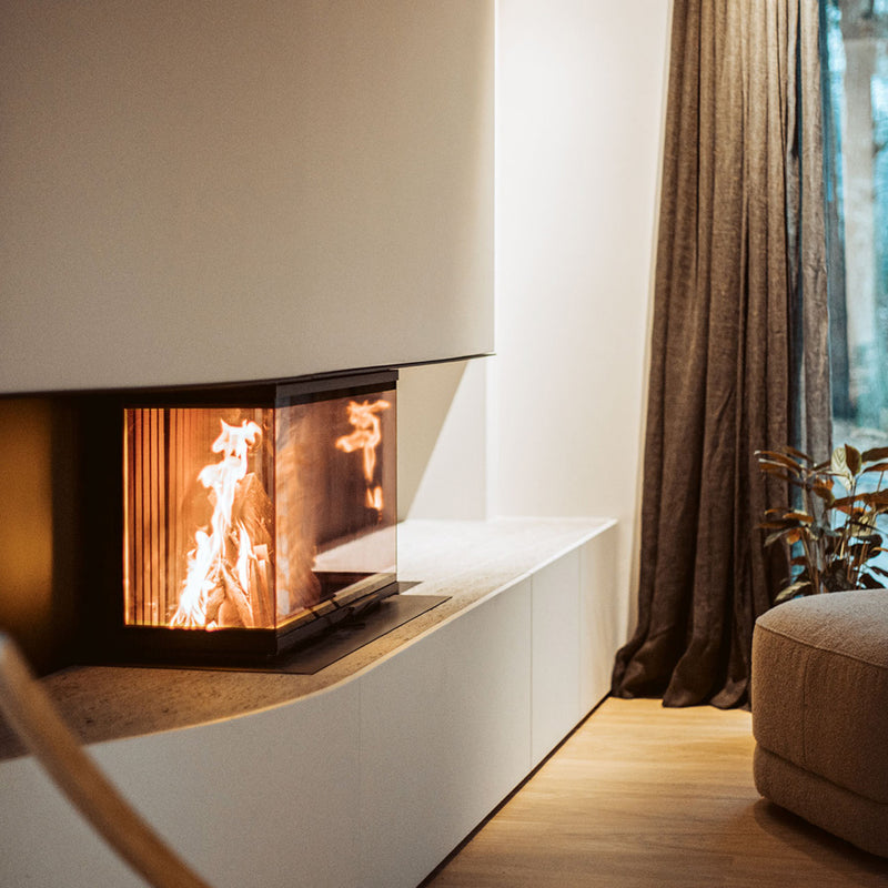 Hoxter UKA 37/75/37/57h Built-In Three Sided Wood Fire